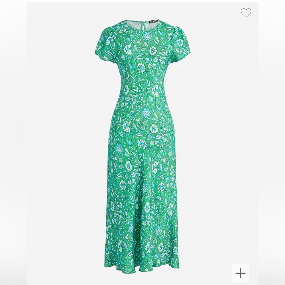 NWT J.Crew Short-sleeve Gwyneth cupro-blend slip dress in marigold blooms, 16.